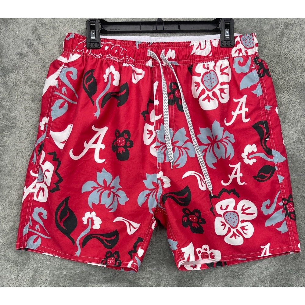 Wes & Willy Men's Alabama Crimson Tide Swim‎ Trunks Size XL Red Floral
